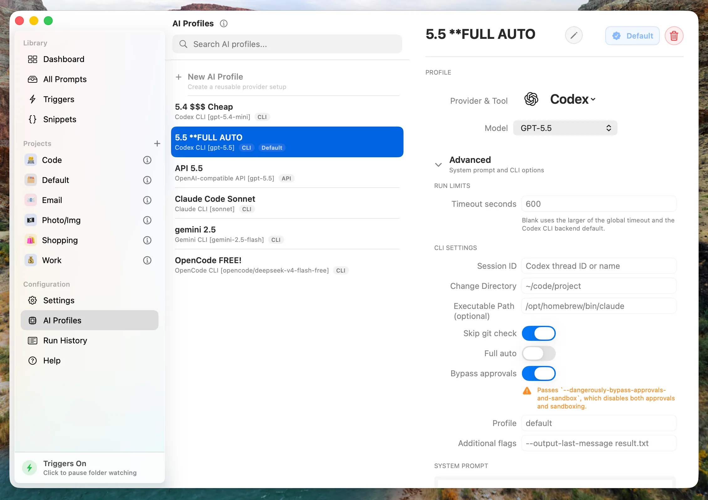 AI profiles screen in the Ottyr app