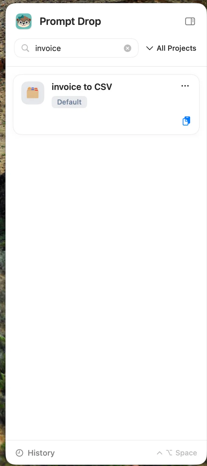 Sidebar screen in the Ottyr app